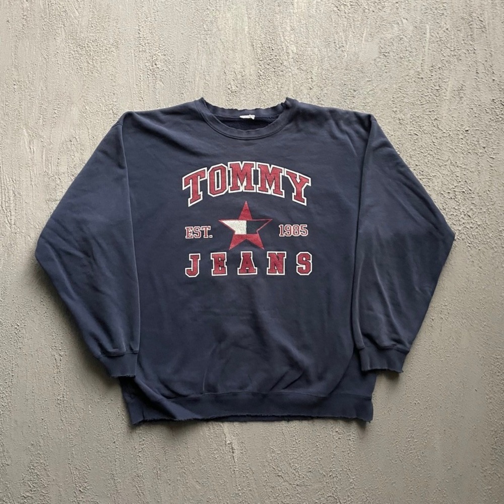 Vintage Tommy Jeans Sweatshirt Mens XL Navy Blue 90s